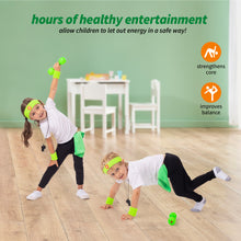 Load image into Gallery viewer, Born Toys 11pcs Kids Exercise Equipment Set for Kids Ages 3 &amp; Up, Kids Workout Equipment Set Includes Kids Weights, Bucket Stilts, Kids Gym Bag, Sweat Bands, Gym Water Bottle, Toddler Workout Costume